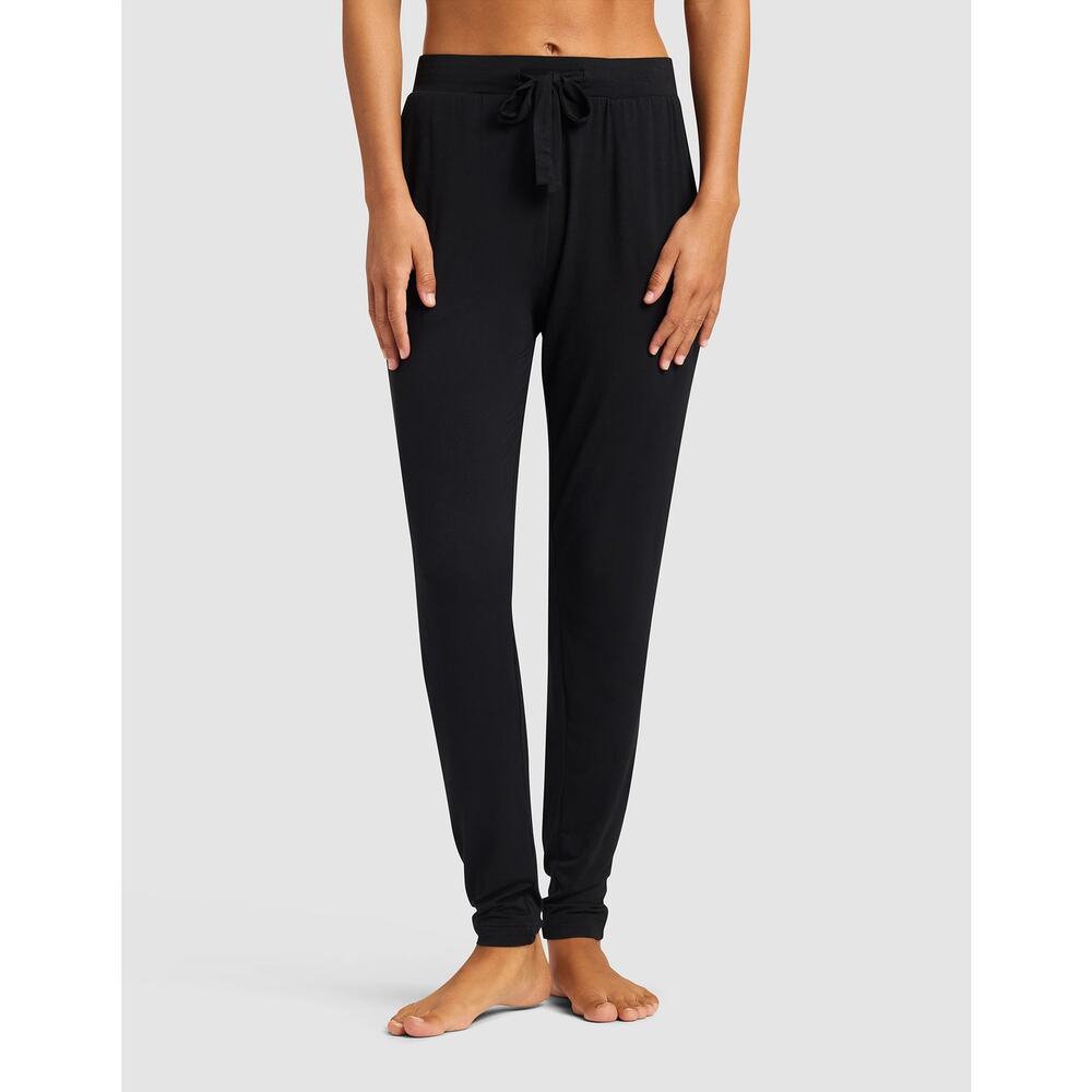 Cozy Earth Premium Bamboo Stretch Knit Tapered Jogger Pants Black Small